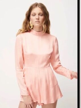 Atoir - Apricot Satin-Look Long Sleeve Playsuit - Size XS - BNWT